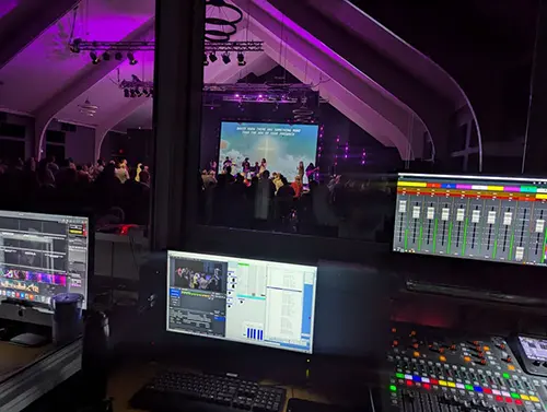 Event production setup with professional mixing capabilities